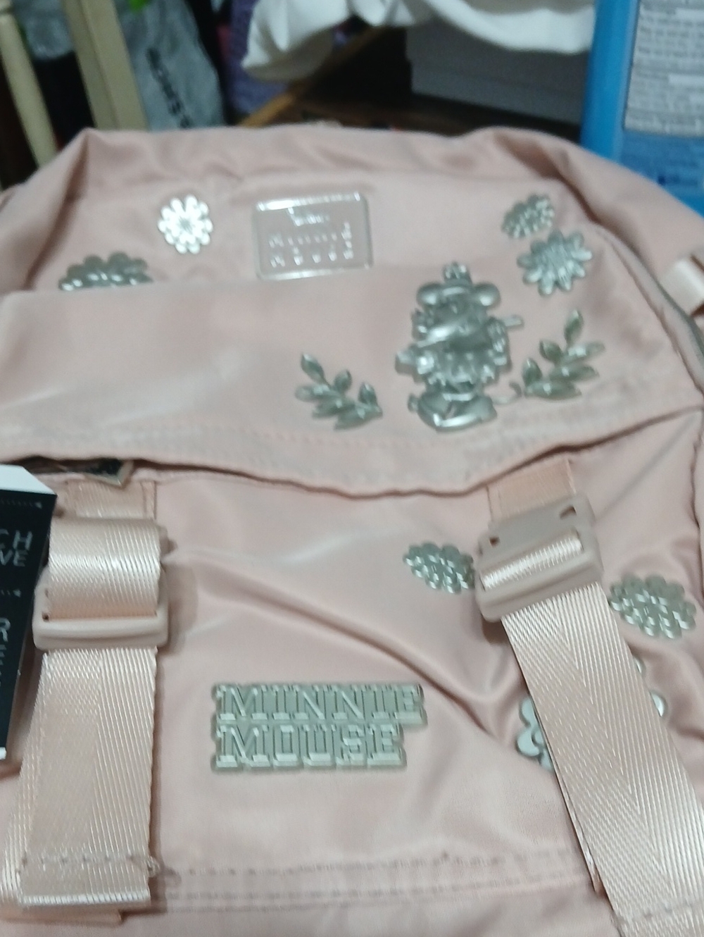 Disney Pink Minnie Mouse Embellished Backpack with Silver Accents NWT